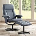 Bruce Bermuda Faux Leather Swivel Recliner and Ottoman by Lamps Plus