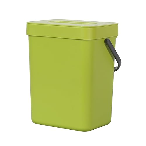 EKO Puro Mini bote de basura para montar en la pared con tapa, cubo de compost para residuos de alimentos para interiores, cubo de basura colgante