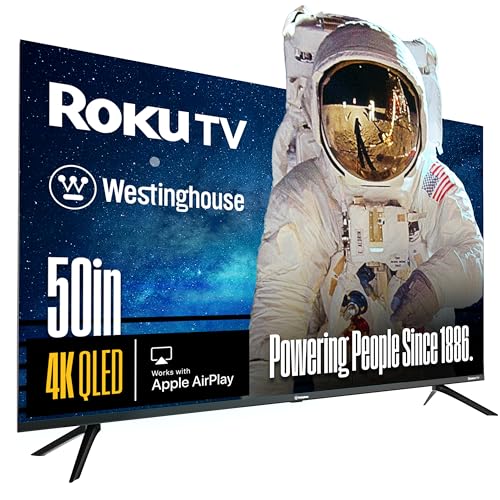 Westinghouse Roku TV - 50 Inch Smart TV, 4K UHD QLED Television w/HDR 10+, Dolby Vision, Wi-Fi & Mobile App Connectivity, Flat Screen Compatible w/Apple HomeKit, Alexa, & Google Assistant