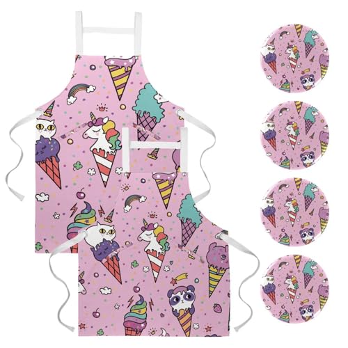 Tablier de serveur chat licorne idéal pour la pâtisserie créative et le nettoyage de la maison