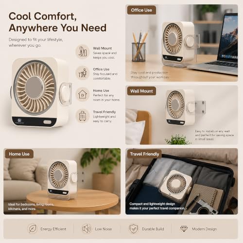 Image of Pixelated Rechargeable Fan for Home, 5 Speed Levels, 3600mAh Battery