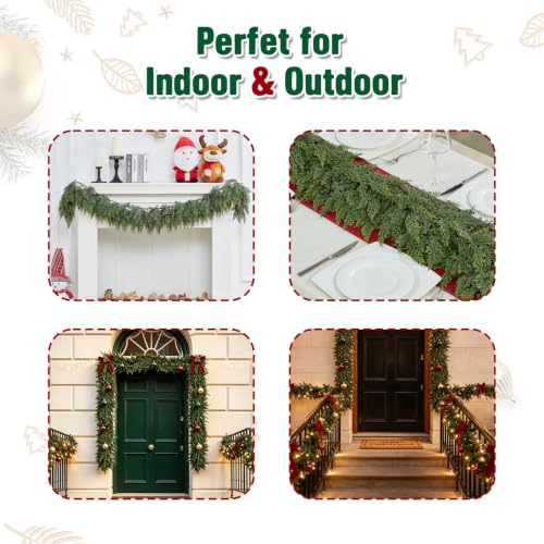 6FT Christmas Cedar Garland, Real Touch Full Greenery Christmas Decorations - image 8