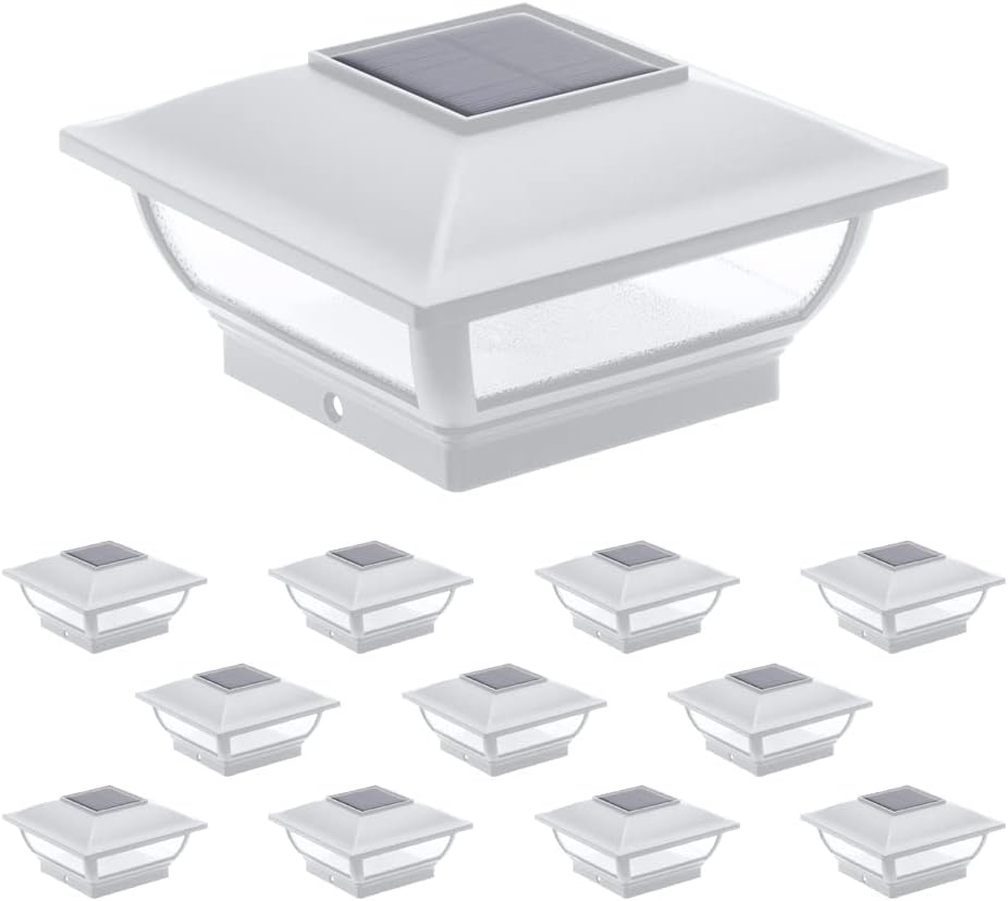 GreenLighting Royalty 7 Lumen Solar Post Cap Light for 4x4 Wood Posts & 4x4 or 5x5 PVC Posts (White, 12 Pack) 12 Pack Royalty White