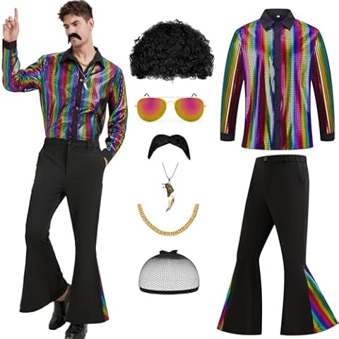 Men's 70s Disco Outfit with Accessories Cover
