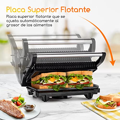 Aigostar-York-30RUM-Parrilla-Electrica-800W-Apertura-180o-Placas-Antiadherentes-23-x-143-cm-Dos-Superficies-de-Cocinado-Panini-Press-Libre-de-BPA-Asa-de-Toque-Frio