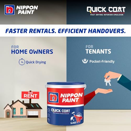 Image of Nippon Paint Quick Coat Interior Emulsion Paint - 5 KG (APPLE WHITE)-Quick Drying, Good Coverage, Low VOC-Paint for Wall, Living Room