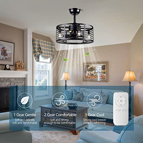 Dannilong Ceiling Fans With Lights - Modern Enclosed Ceiling Fan Indoor With Remote Control, Black Caged Industrial Ceiling Fan Light Kit For Living Room, Bedroom, Kitchen (Stripped) #TOP1