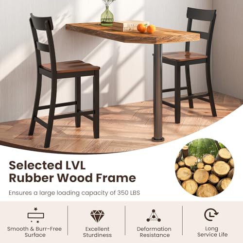 Conjunto de butacos altos NAFORT para barra, sillas de comedor de madera con respaldo alto, asiento ergonómico y reposapiés, estilo mid-century sin brazos para cocina, restaurante y bar (Negro, conjunto de 4) miniatura 5
