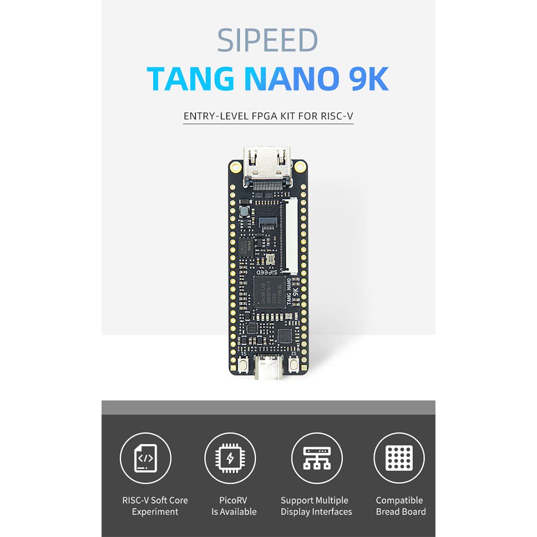 Scheda di rimozione Tang Nano 9K FPGA GW1NR-9 RISC-V compatibile