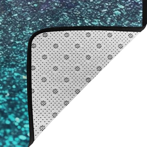 Grand tapis de sol absorbant antidérapant lavable bleu sarcelle - 5
