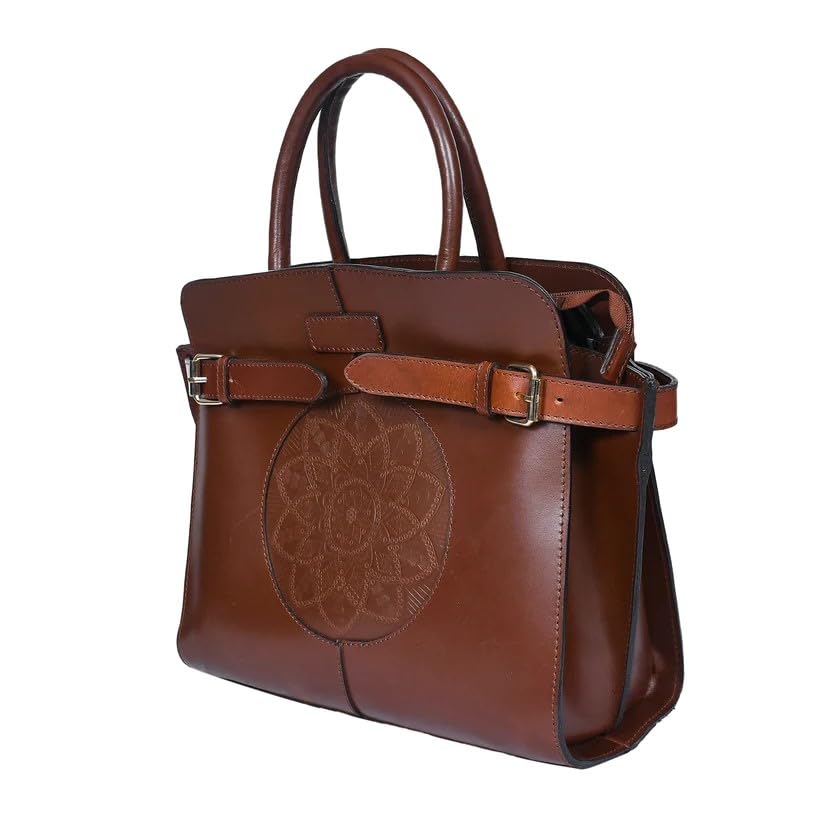 Celtic Checked Leather Tote Bag for Women | Stylish Handbag with Spacious Design | Great for Work or Shopping