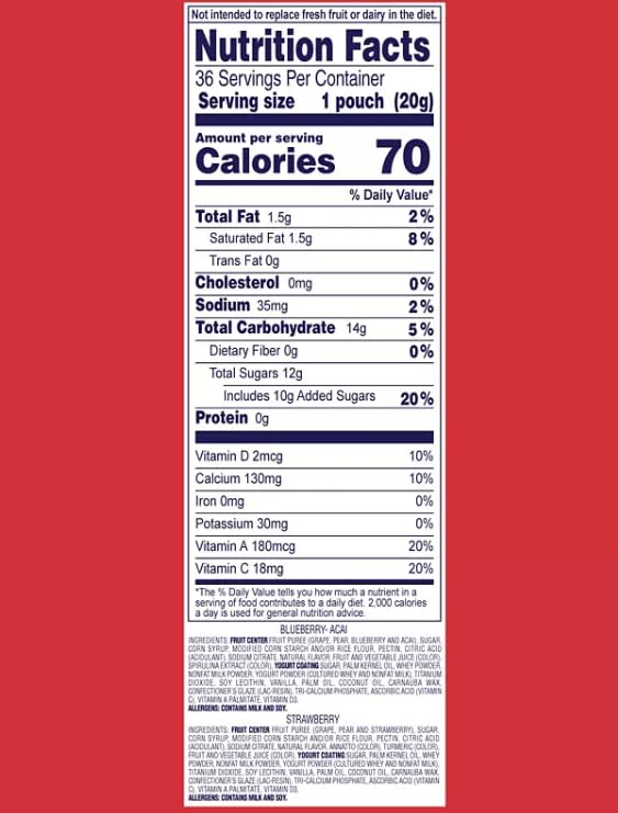 Fruit and Yogurt Snacks, 36 Count, 0.7 Ounce Packets (1 Pack)