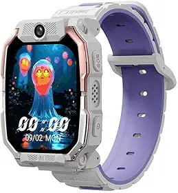 Smartwatch Relógio Inteligente Infantil HW 5G, 4/64GB, Recebe e faz Ligações Chamadas de Vídeo, Tela AMOLED, Cartão SIM, Câmera, Whatsapp, GPS, SOSl, Resistente à Água, Moderno (PRATA)