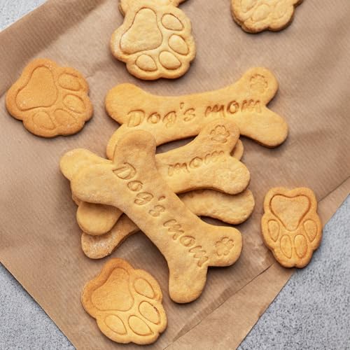 TIESOME 3 Stück Ausstechformen Knochen,Keksausstecher aus Edelstahl Pfote Plätzchen Ausstecher Hundepfote Präge Ausstecher Cookie Cutter Set für Hunde-Kekse oder Leckerlis Backen Basteln