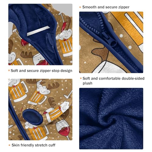 Beer Mugs with Reindeer Antler Girls Fleece Jacket Girls Fall Jacket Girls Zip Up Hoodie Girls Sherpa Jacket 2-10T3