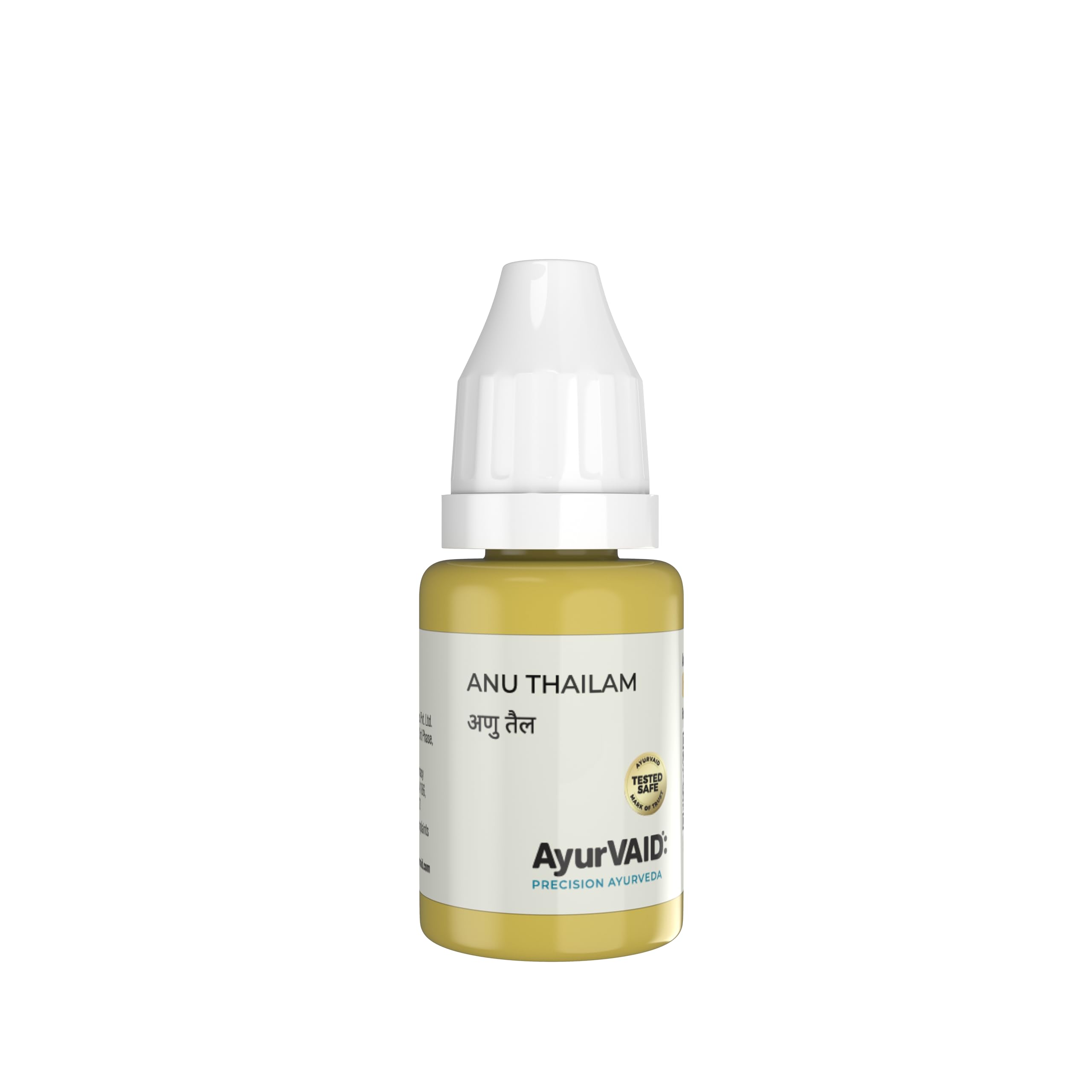AyurVAID Anu Thailam 10 ml | First & Only TESTED SAFE for Heavy Metals | Nasal Oil for Sinus Relief, Head & Neck Wellness, and Mental Clarity | With Bael, Cinnamon, Cardamom & Sesame Oil