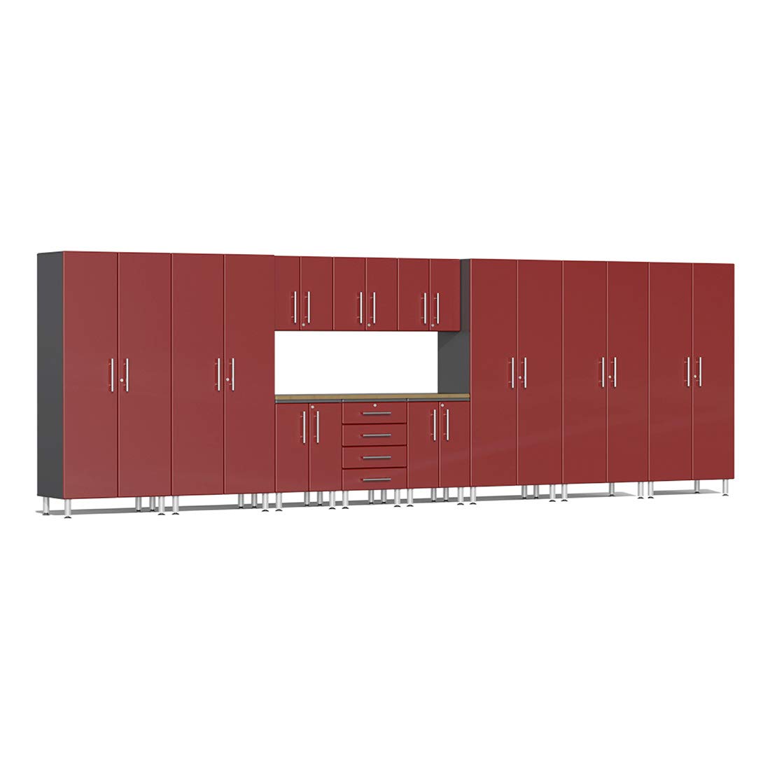 Ulti-MATE UG22122R 12-Piece Cabinet Kit with Bamboo Worktop in Ruby Red Metallic