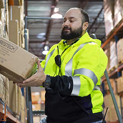 JORESTECH High-Visibility Full-Zip Safety Hoodie, ANSI/ISEA 107 Compliant, Reflective Tape, Polyester Fleece Work Sweatshirt Yellow