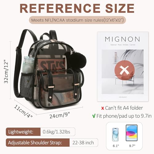 Clear Backpack for Stadium Events, Small Transparent Backpack Mini See Through Bookbag for Women Girls for Concert3