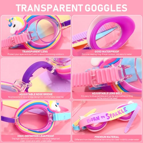 PRETYZOOM Anti-Fog Swimming Goggles for Kids Cute Unicorn Design with Adjustable Strap Comfortable Silicone Fit Perfect for Toddlers Age 3-6, 6.10 X 2.16 X 1.57 Inches - image 4