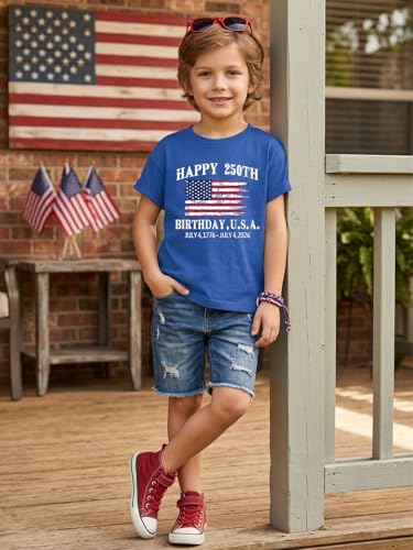 Image of AMWIPE Boys Girls USA Shirt Kids 250 Anniversary USA Shirts American Flag Tshirt 4th of July Outfits Cute Patriotic Top 6-14y
