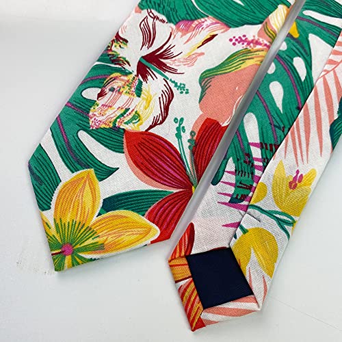 Image of Mantieqingway Floral Ties for Men Skinny Cotton Tie Flower Necktie