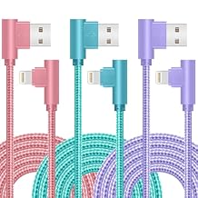 APFEN Lightning Cable iPhone Charger 10ft 3 Pack 90 Degree Long Strong Nylon Braided Charging Cable MFi Certified Compatible for iPhone 13/12/11/ Pro/X/XS/XR/8/7/6/5S/SE