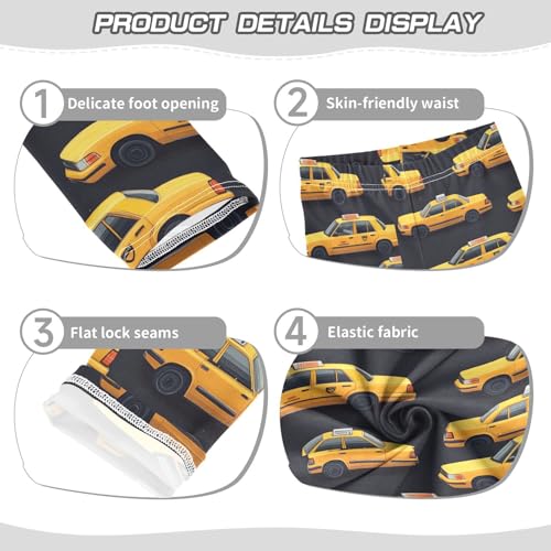 Boccsty Bright Running Car Yellow Taxis Car Girls Leggings Kids Yoga Pants Dance Active Tights 4T3