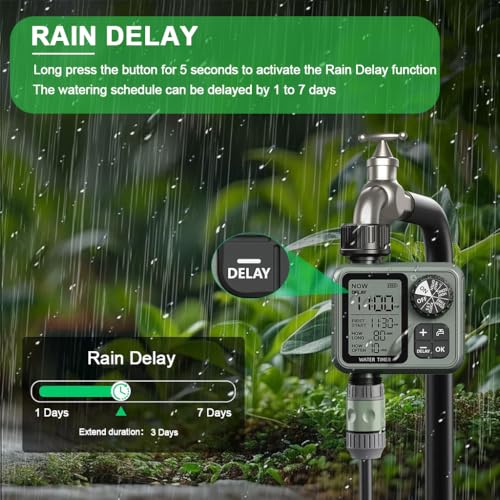 Image of HASTHIP Automatic Water Irrigation Timer for Garden Drip Sprinkler System LCD Smart Watering Timers Outdoor Irrigation Timer Automatic Sprinkler Timers