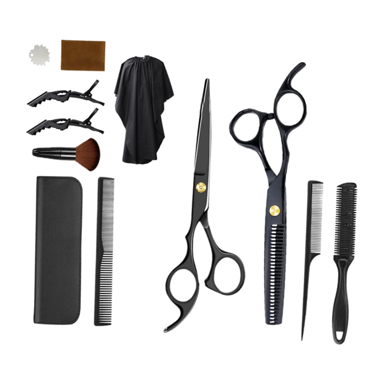 FRCOLOR 1 Set Hair Cutting Supplies Flat Scissors Teeth Scissors Black Haircut Supplies Barbershop Accessories