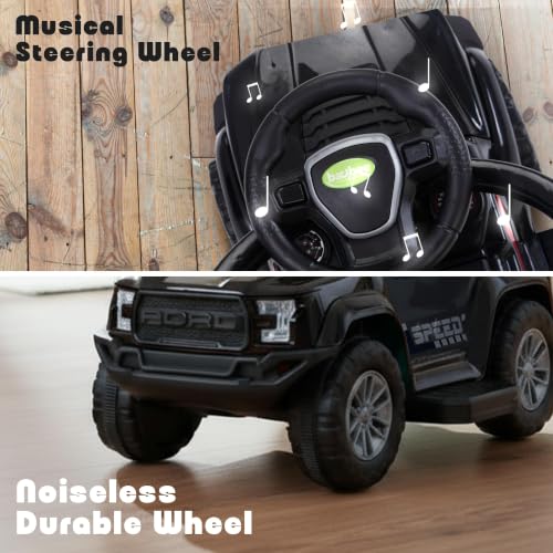 Image of Baybee Roady Pro Ride on Car for Kids | Push Ride on Jeep with Parental Handle & Safety Guardrail | Backrest, Light & Music Rideons Toy Car | Baby Ride on Cars for Kids 1 to 3 Years (Black)