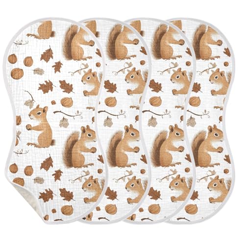 Squirrel Hazelnut Unique Cotton Baby Burp Cloths Easy Care Baby wash Cloth for Unisex boy and Girl Set of 2, 22x11in3