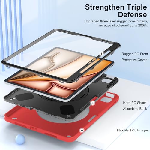 Image of Miesherk Case for iPad Air 13 Inch M4 /M3 /M2(2026 /2025 /2024) Shockproof,Red