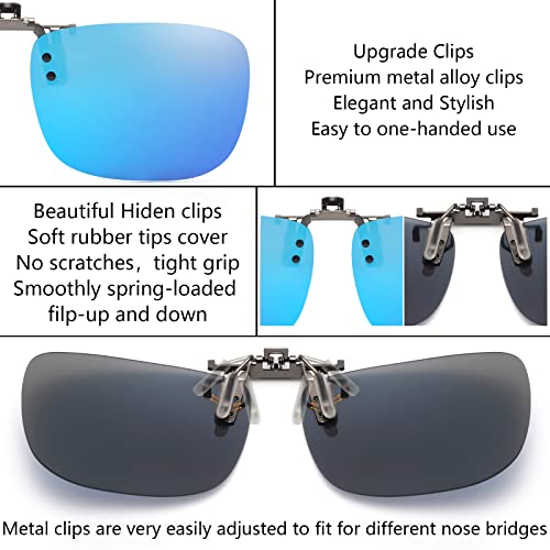 Image of CAXMAN Polarized Clip On Sunglasses Over Prescription Glasses for Men Women UV Protection