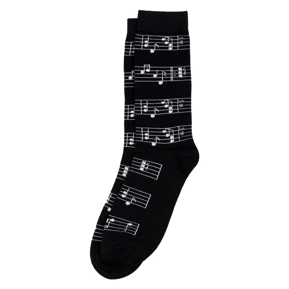 Joe Cool Unisex Classic Black Mens Cotton & Spandex Socks With Music Note Design In Black