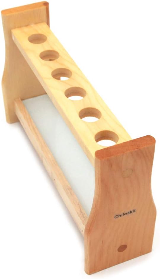 Chiloskit Test Tube Rack 21mm Hole Wood Wooden Holder Chemistry Spice Rack 25ml Test Tubes Lab Tube Racks Desk Pen Holder (25ml 6Slots)