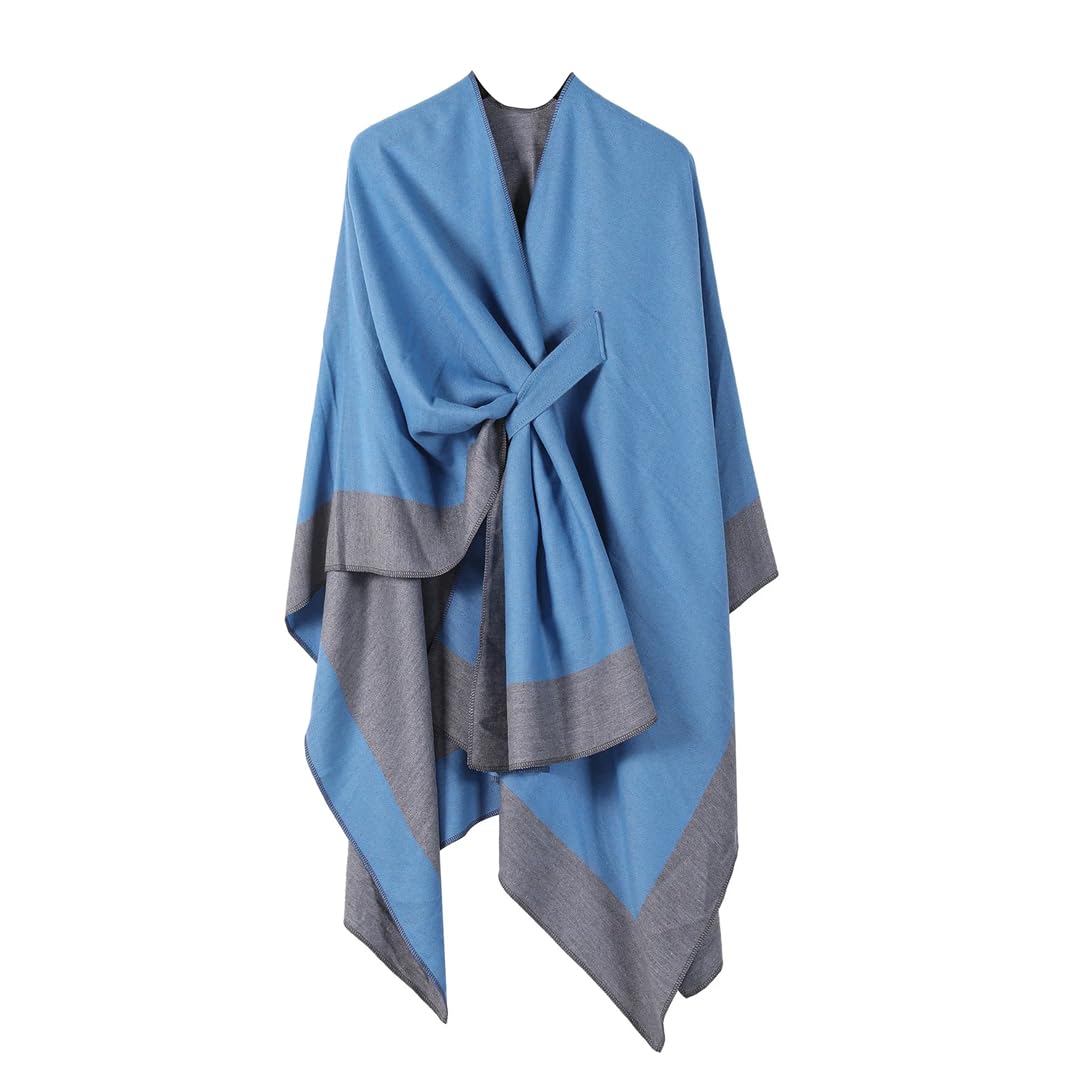 Disimlarl Mantello da donna lavorato a maglia cardigan scialle mantelle irregolari poncho mantelle caffè patchwork mantello