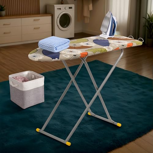 Image of Kuber Industries 15 Inch Adjustable & Foldable Iron Stand for Clothes & Sarees | (Pack of 2) Quick Pressing Board | Ironing Table for Home | Beige