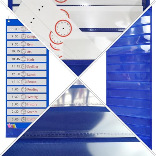 Bolsa de almacenamiento colgante azul para aula con 14 bolsillos organizadores Hoement 3