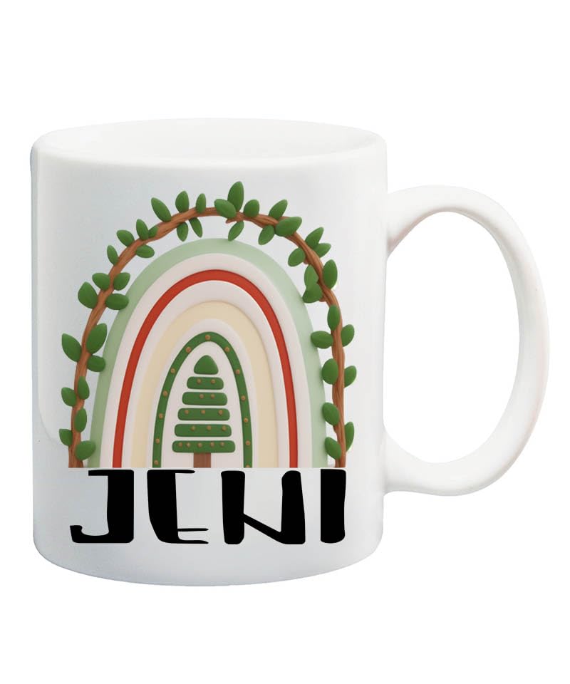 Personalized Name Mugs, Custom Christmas Jeni Name Mug, Christmas Family Mug, Gift for Christmas, Custom Holiday Mug, Christmas Party Gift 11 Oz White Ceramic Coffee Mug 513717