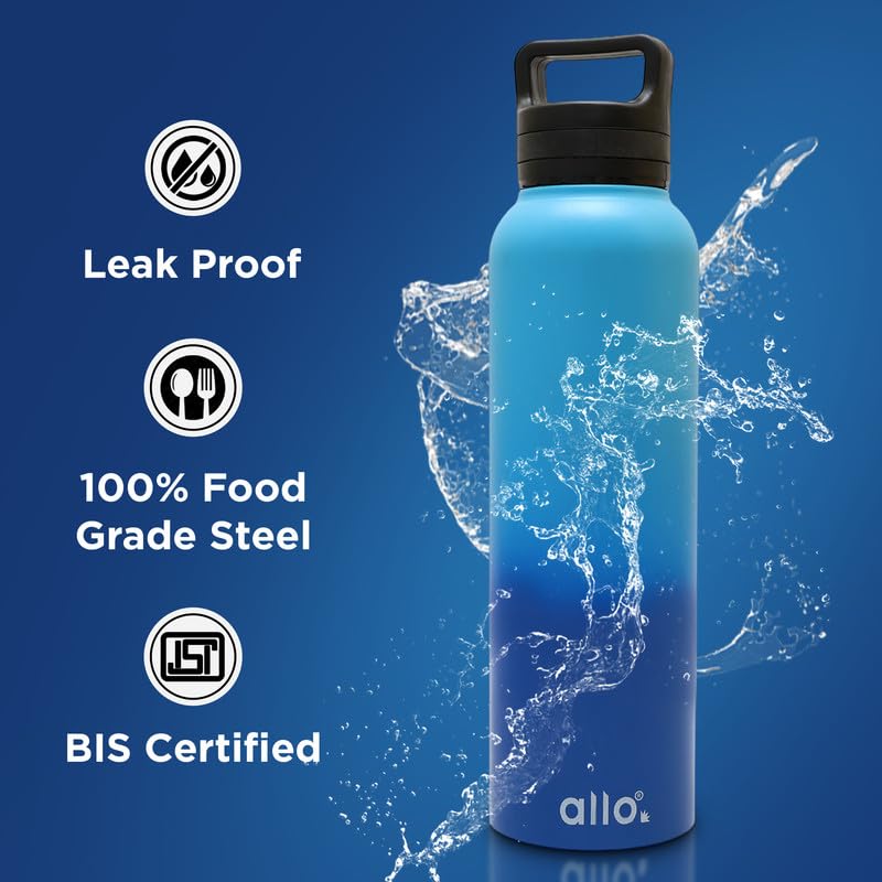 Image of Allo Stainless Steel Water Bottle For Adults, Kids 950ml Water Bottles For School, Office, Sports, Gym 950ml Water Bottle For Men And Women, Pack Of 5| Leak Proof, Bpa Free, Multicolor
