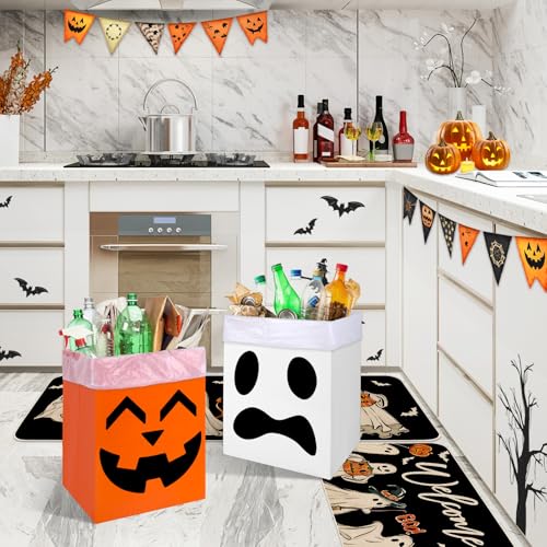 6 Canecas de Basura Desechables Halloween Naranja y Blanco miniatura 5