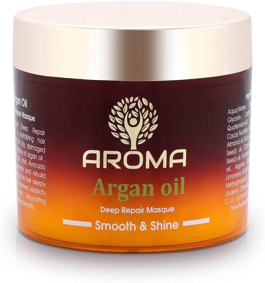 AROMA - 100% Pure Sertified Organic Moroccan Argan Oil for Hair - Cold Pressed, Unscented - All Natural Moisturizer - Repairing for All Hair