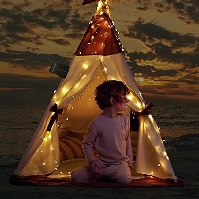 VOOKRY Solar Umbrella Lights Outdoor, Waterproof Solar Powered Patio Umbrella Lights Cordless 8 Modes LED Umbrella Patio Lights for Beach Tent Camping Garden Party Decoration(Warm White)