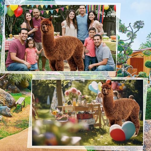 Image of Geelin 5 ft Llama Cardboard Cutout Stand up Life Size Animal Stand up Safari Jungle Photo Booths Prop Cut Out for Zoo Safari Jungle Themed Birthday Party Decoration Supplies