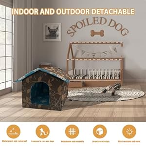 Soft Waterproof Dog House with Pad Pets Foldable Cool Cave Sleeping Bed for Dogs Cats Hamster Small Animal House All Weather Black