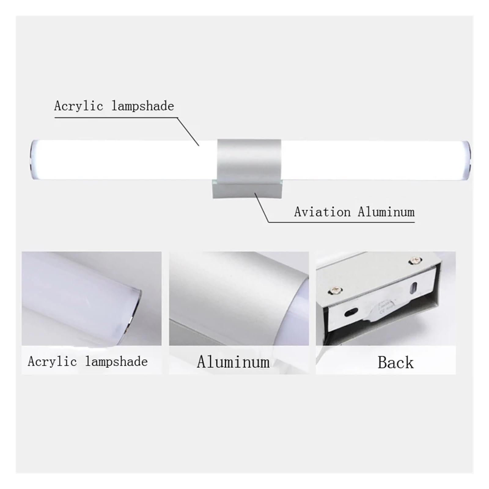 Moderne lampade da parete a LED, luci a specchio for il trucco a LED, strisce lunghe super luminose, decorazioni for interni for bagno, camera da letto Flessibile(Cold White,40CM)