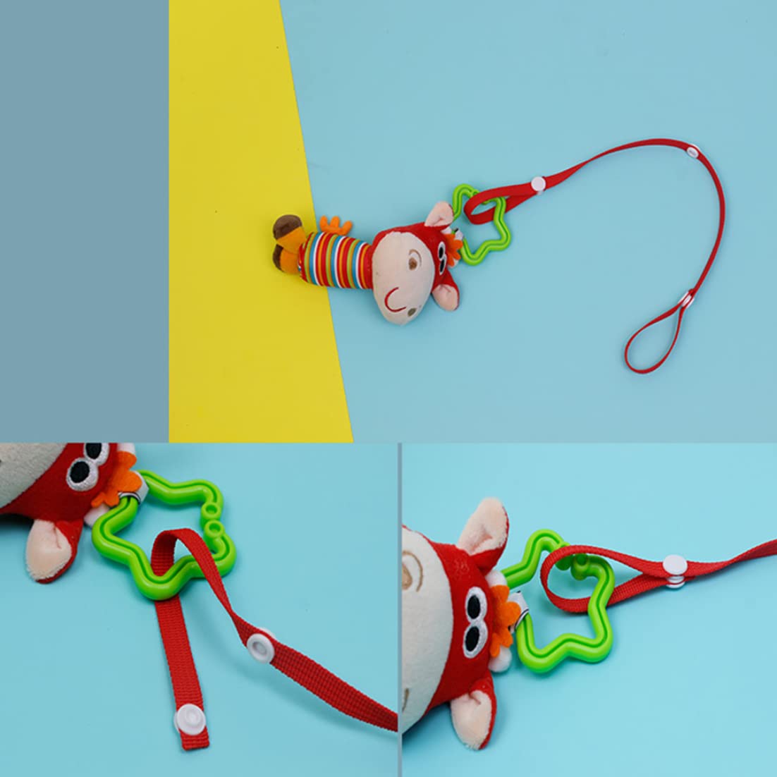 Cinghie per passeggino, 2 cinghie regolabili per appendere giocattoli, cinghia con fibbia resistente alla caduta per giocattoli, tazza, bottiglia (60 cm, colore casuale)