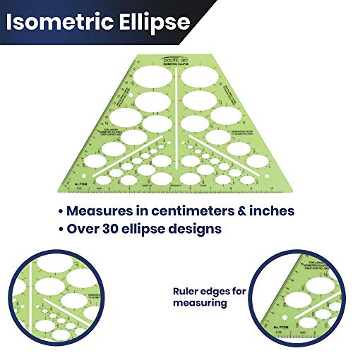 Image of Pacific Arc Isometric Ellipse Template Guide, 38 Ellipses of 35 Degrees ranging from 1 /8 inch to 1 and 9 /16 inch
