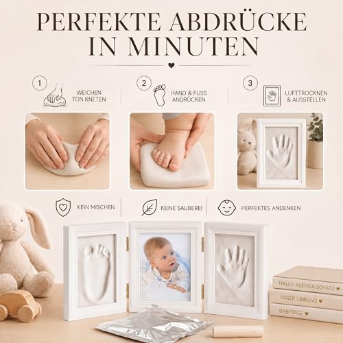 all Kids United® Baby Bilderrahmen Abdruckset Gips 40x23cm Hand & Fuß – Ansicht 4